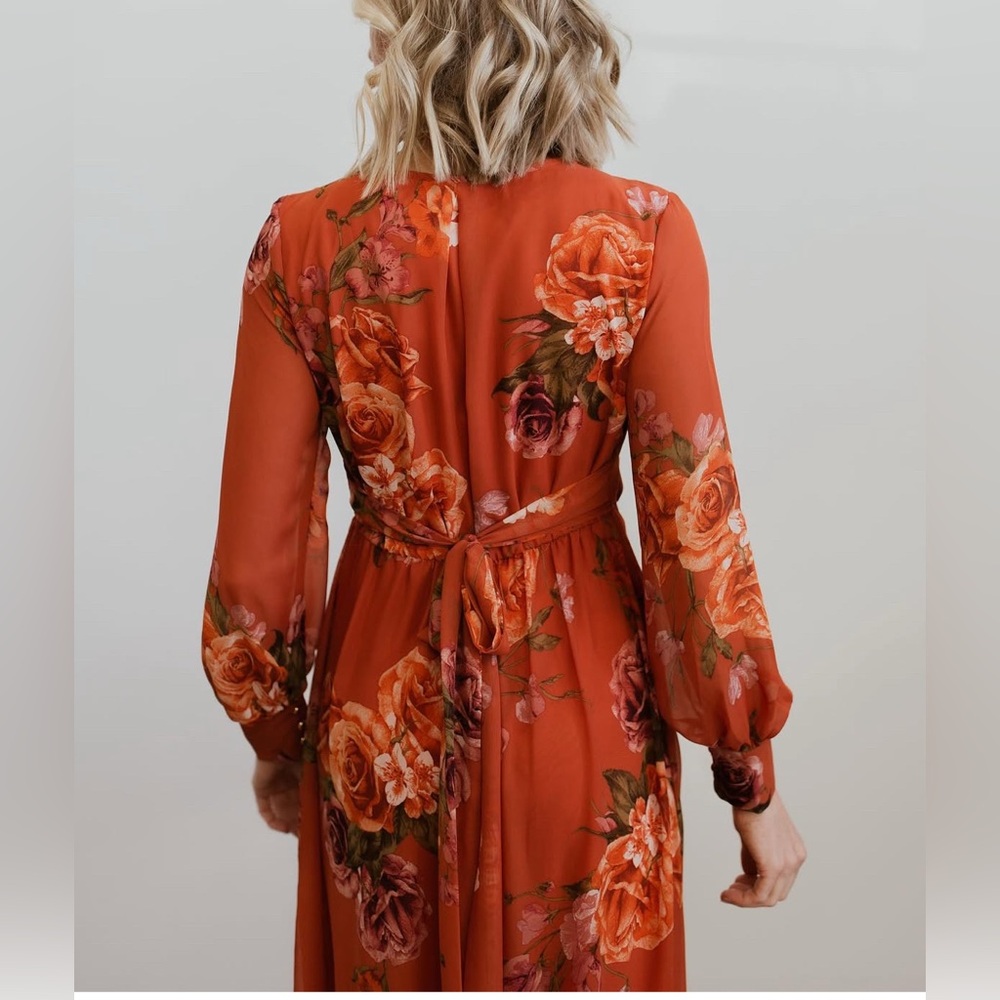 Baltic Born Rust Floral Long Sleeve Maxi Dress NWT - Picture 6 of 8